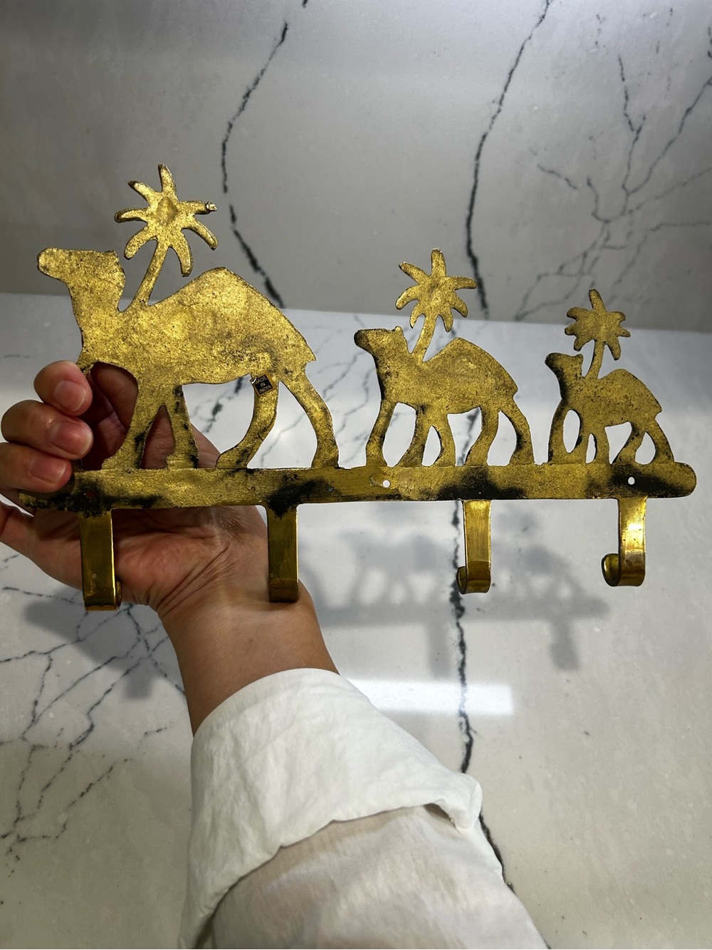 Brass Camel Wall Hook Rack - Gold Decorative Hooks - Picture 10 of 10